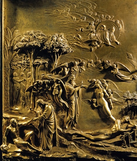 Ghiberti, La Création d'Adam, la Création d'Eve et le Péché Originel