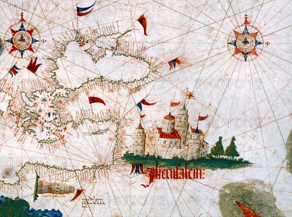 Planisphere illuminated in Portugal in 1502