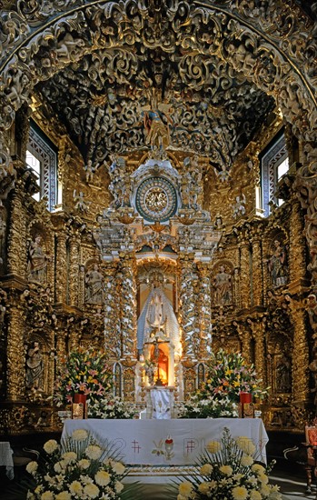 Inside the church of Santa Maria Tonantzintla in San Andres Cholula (Mexico)