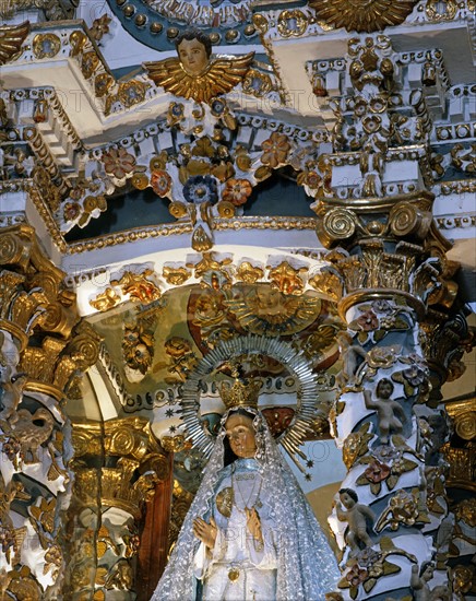 Inside the church of Santa Maria Tonantzintla in San Andres Cholula (Mexico)