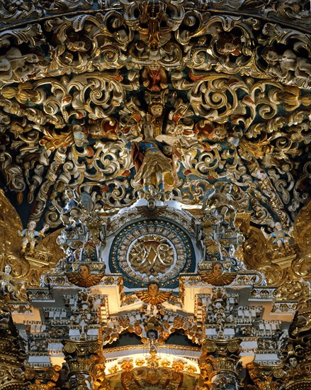 Inside the church of Santa Maria Tonantzintla in San Andres Cholula (Mexico)