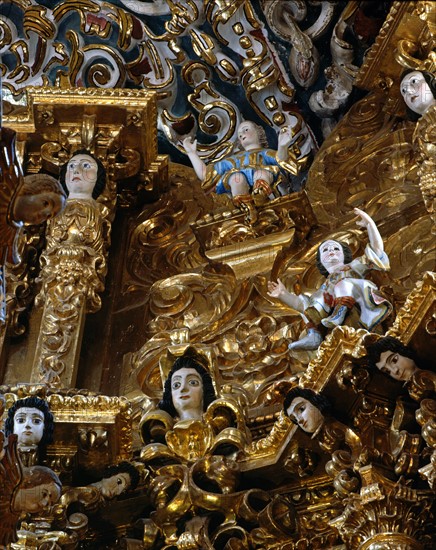 Inside the church of Santa Maria Tonantzintla in San Andres Cholula (Mexico)