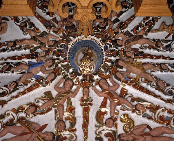 Inside the church of Santa Maria Tonantzintla in San Andres Cholula (Mexico)