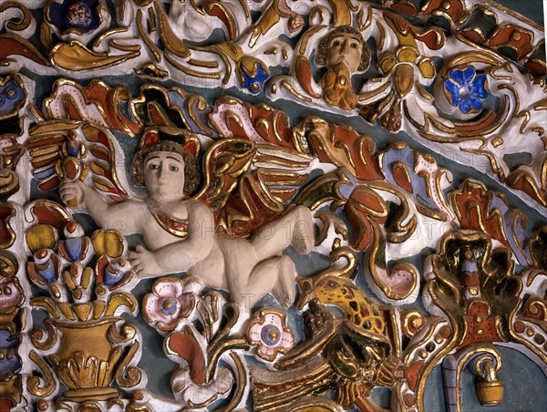 Inside the church of Santa Maria Tonantzintla in San Andres Cholula (Mexico)