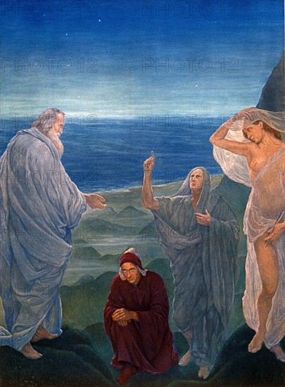 "La Divine Comédie", le Purgatoire : Dante et Caton sur la plage de l'Antipurgatoire
