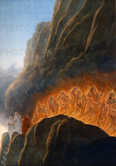 "La Divine Comédie", le Purgatoire : les luxurieux dans le mur de flammes