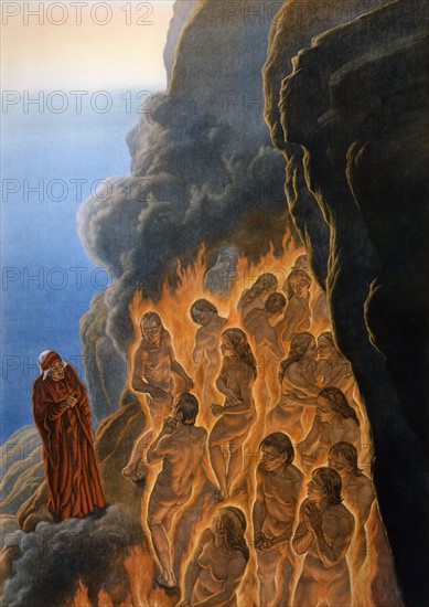 "The Divine Comedy", Purgatorio: Dante dare not enter in the flames