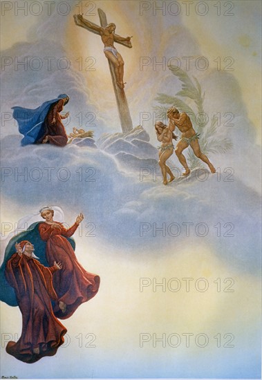 "La Divine Comédie", le Paradis : vision de la naissance du Christ, sa crucifixion, d'Adam et Eve chassés du paradis