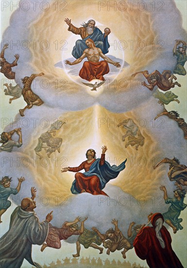 "La Divine Comédie", le Paradis : Saint Bernard et Dante devant la Vierge et la Sainte Trinité