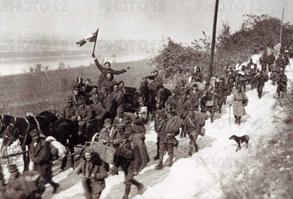 Retour des troupes italiennes et autrichiennes à la fin de la guerre, en 1918