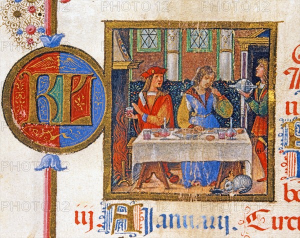 Breviaire d'Ercole d'Este: Banquet scene