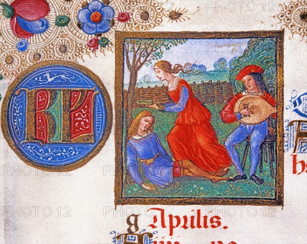 Breviaire d'Ercole d'Este: Scene in a garden