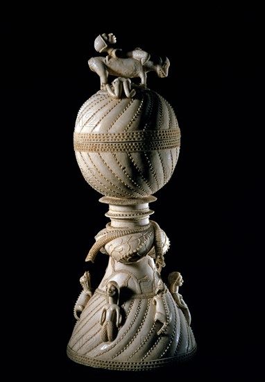 Carved ivory salt cellar