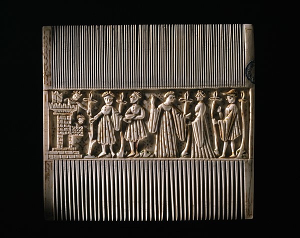 Ivory comb decorated with scenes from the life of Edward II of England