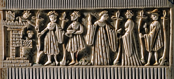 Ivory comb decorated with scenes from the life of Edward II of England