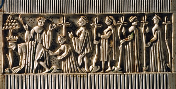 Ivory comb decorated with scenes from the life of Edward II of England