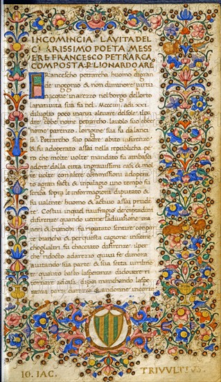 Incipit of Petrarch's life