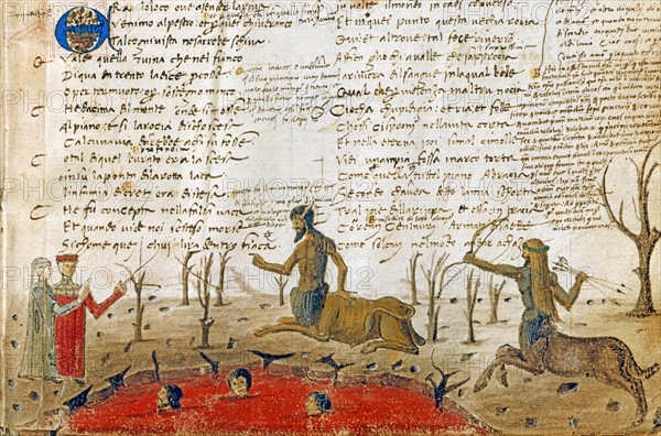 The 'Divine Comedy', Inferno (Hell): Dante and Virgil with the centaur Nessus