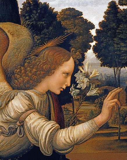 Da Vinci, The Annunciation (detail)