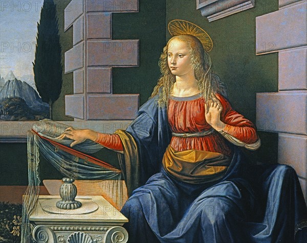 Da Vinci, The Annunciation (detail)