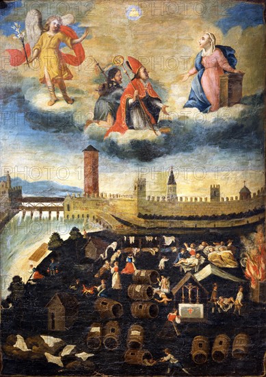 Peinture votive relative à la peste de Trente, en 1636