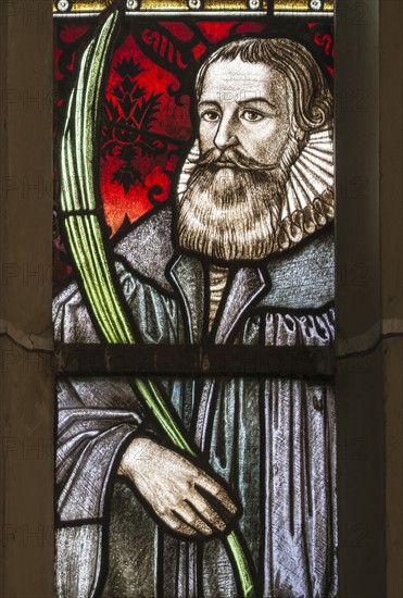 Martin Rinckart. Stained glass window of the Sainte-Anne church in Eisleben (detail)
