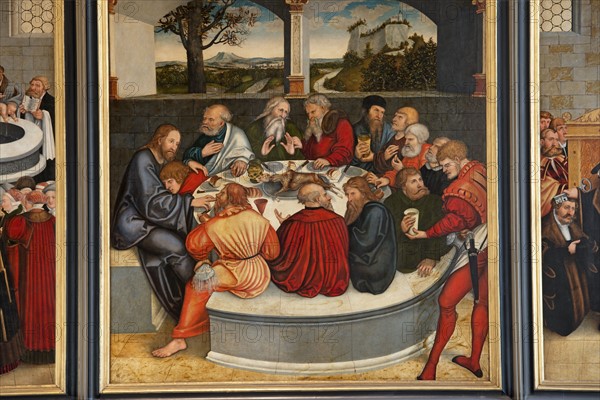 Cranach l'Ancien, Retable de la Réforme, panneau central : la Cène