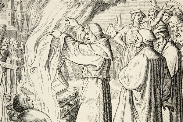 La vie de Martin Luther : Luther brûle la Bulle papale et le Droit canonique