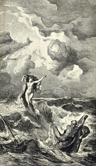 Ulysses and Ino, the tempting siren that saves him from the shipwreck