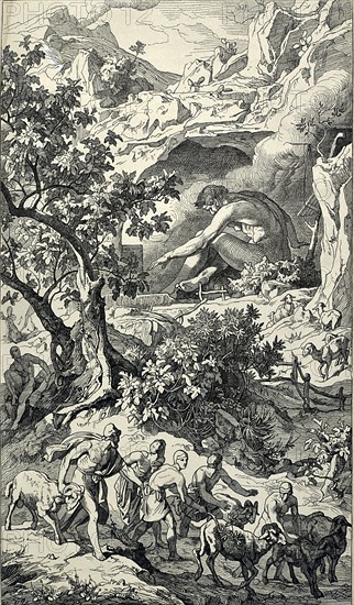 The escape of Ulysses and his companions from the island of Cyclops