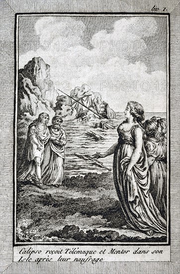 Calypso reçoit Télémaque et Mentor dans son île, après leur naufrage