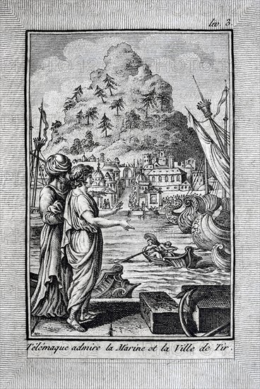 Télémaque admire la flotte et la ville de Tyr