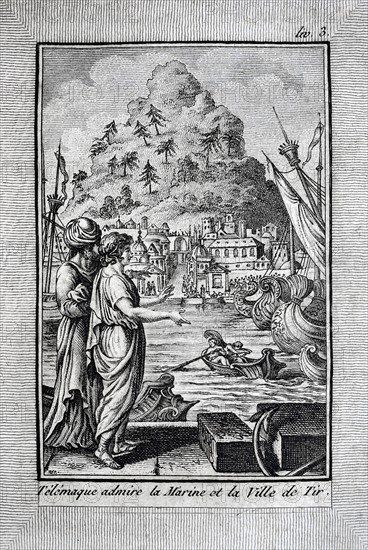 Telemachus admires the fleet and the city of Tyre