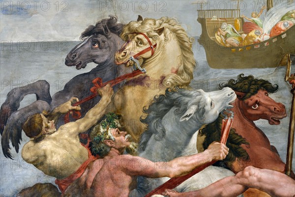 Tibaldi, Neptune on his chariot and Ulysses' ship (detail)