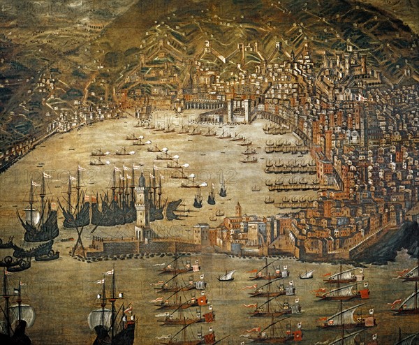 Cristoforo Grassi, Vue de la ville de Gênes en 1481 (détail)