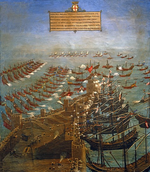 La flotte chrétienne d'Andrea Doria, conquiert l'avant-poste de Corona en Morée