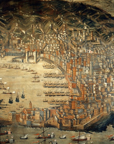 Cristoforo Grassi, Vue de la ville de Gênes en 1481 (détail)