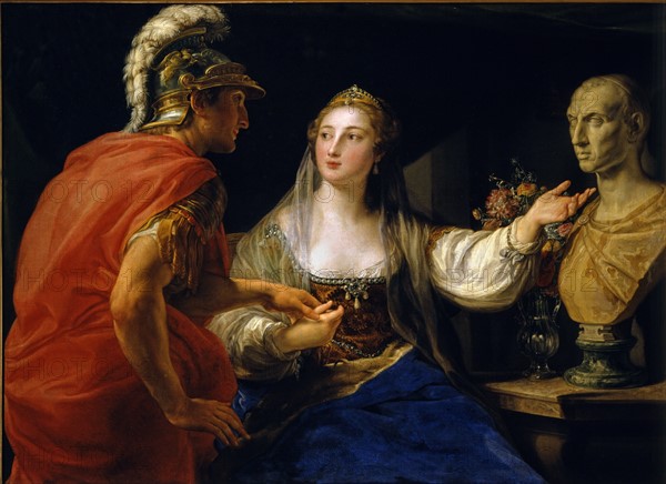 Batoni, Cléopâtre montre le buste de Jules César à Ottaviano