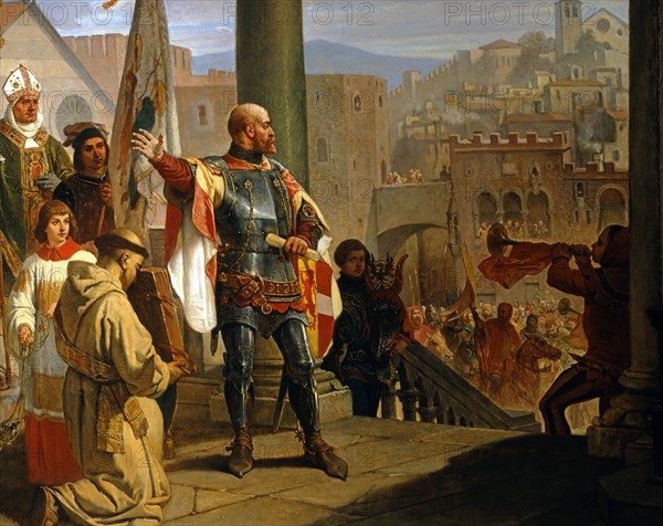 Cesare dell'Acqua, Dédicace de la Ville de Trieste à l'Autriche en 1382 (détail)