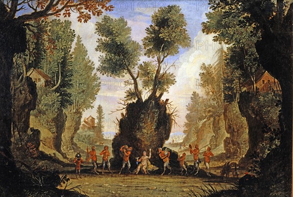 Décor de l'opéra "La Vénus jalouse" : Boscareccia, danse des satyres