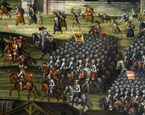 La Bataille de la Montagne Blanche près de Prague, le 8 novembre 1620. Première phase : les armées opposées (détail)