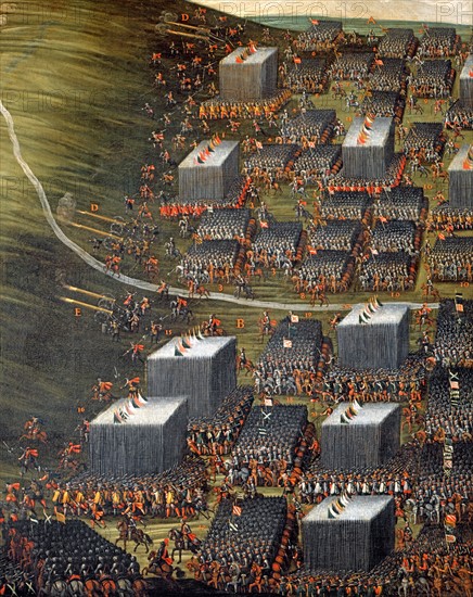 La Bataille de la Montagne Blanche près de Prague, le 8 novembre 1620. Seconde phase : l'armée du Palatinat et l'armée Bavaroise se préparent au combat (détail)