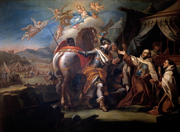 Conca, Bataille de la Montagne Blanche près de Prague, le 8 novembre 1620. Livraison du cheval au Vénérable Père Dominique de Jésus et de Marie, pour porter l'image de la Vierge Marie sur le champ de bataille