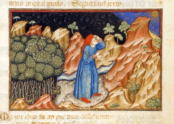 "La Divine Comédie", L'Enfer : Dante perdu dans la forêt, regarde vers le soleil