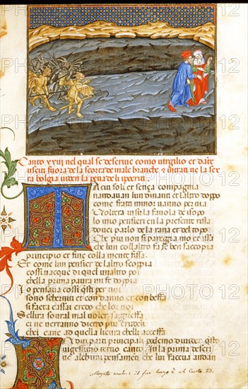 The Divine Comedy, Hell: Dante and Virgil chased by winged devils