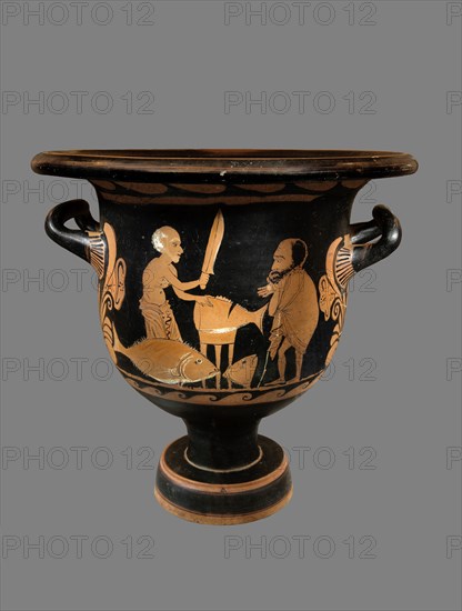 Vase grec avec la représentation d'un marchand de thon