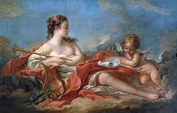 François Boucher and studio, Clio, the Muse of History and Song