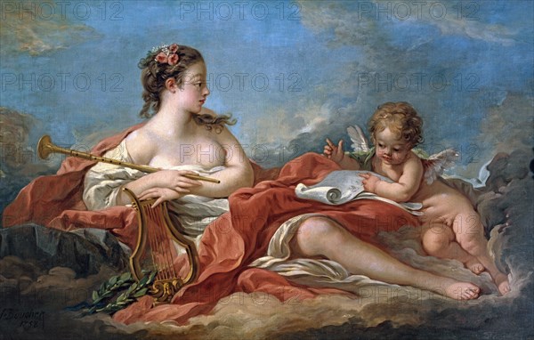 François Boucher et atelier, Clio, muse de l'Histoire et du Chant