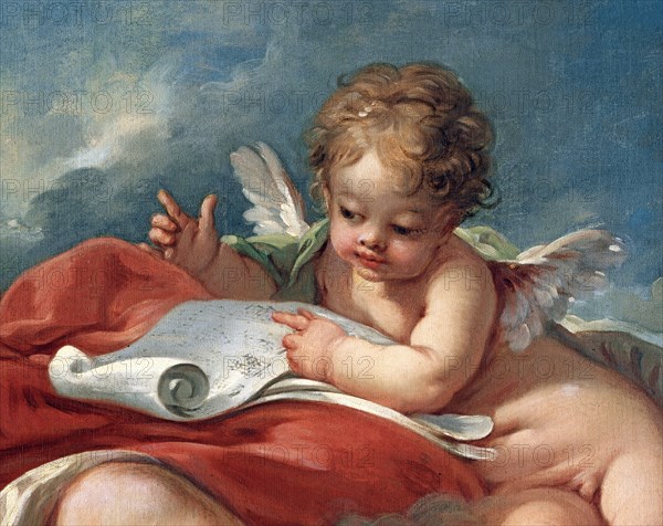 François Boucher and studio, Clio, the Muse of History and Song (detail)