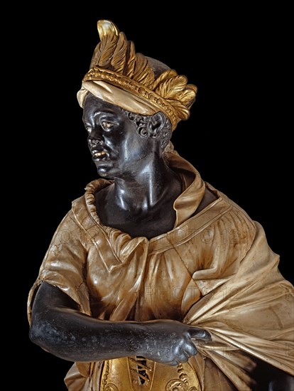 Statue of standing female royal blackamoor (detail)